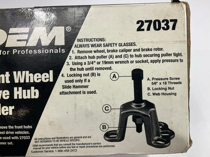 USED #22 - OEM Tools 27037 Front Wheel Drive Hub Puller