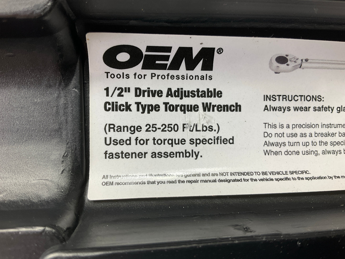 USED #17 - OEM Tools 1/2'' Drive Click Type Torque Wrench (30-250 Ft Lb)