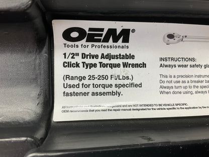 USED #17 - OEM Tools 1/2'' Drive Click Type Torque Wrench (30-250 Ft Lb)