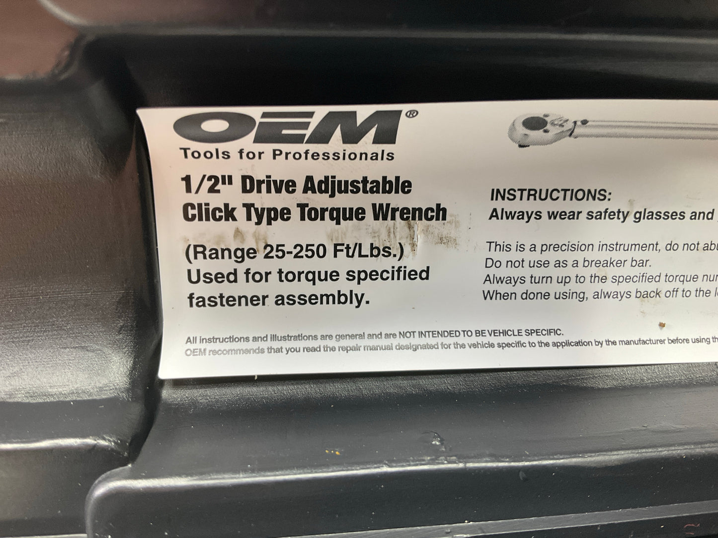 USED #18 - OEM Tools 1/2'' Drive Click Type Torque Wrench (30-250 Ft Lb)