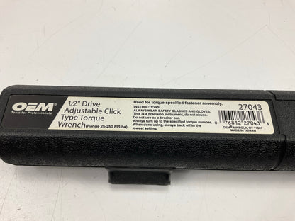 USED #22 - OEM Tools 1/2'' Drive Click Type Torque Wrench (30-250 Ft Lb)