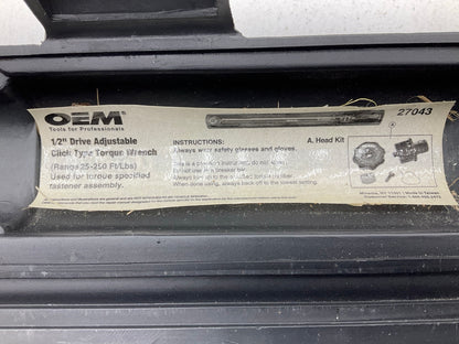 USED #25 - OEM Tools 1/2'' Drive Click Type Torque Wrench (30-250 Ft Lb)