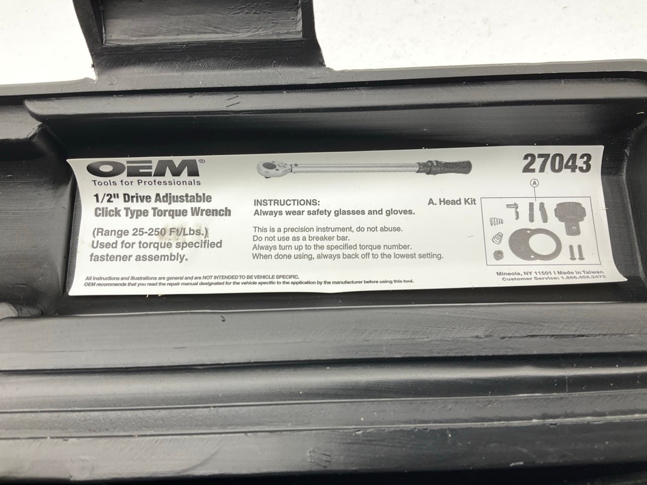 USED #27 - OEM Tools 1/2'' Drive Click Type Torque Wrench (30-250 Ft Lb)