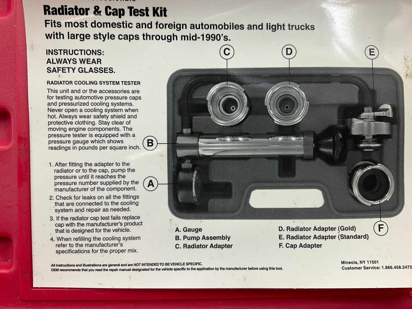 USED #28 - OEM TOOLS 27065 Radiator And Cap Tool Test Kit