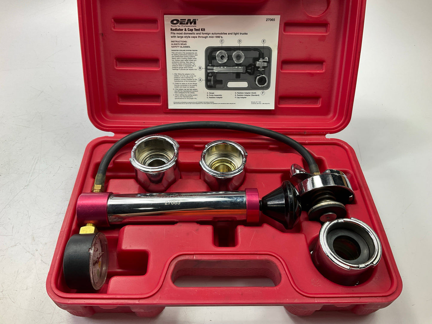 USED #29 - OEM TOOLS 27065 Radiator And Cap Tool Test Kit