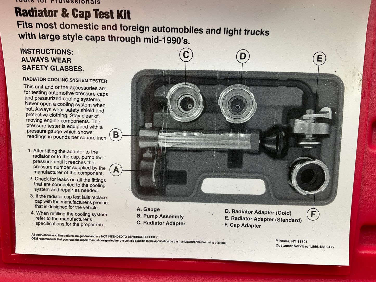USED #29 - OEM TOOLS 27065 Radiator And Cap Tool Test Kit