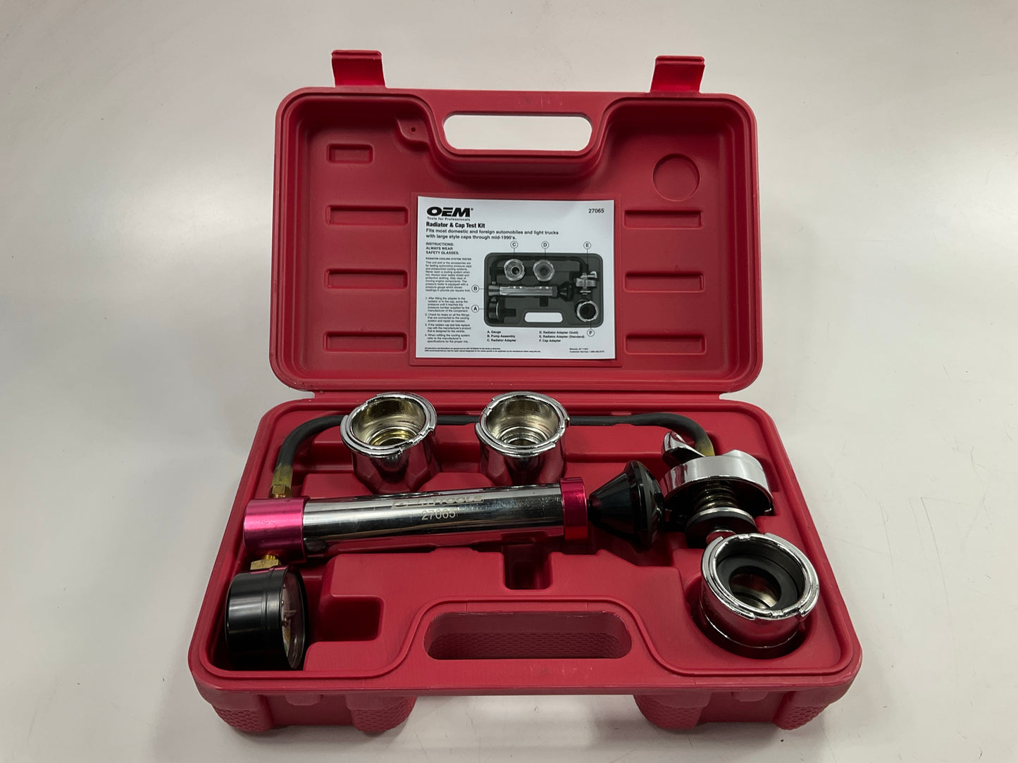LIGHTLY USED #30 - OEM TOOLS 27065 Radiator And Cap Tool Test Kit
