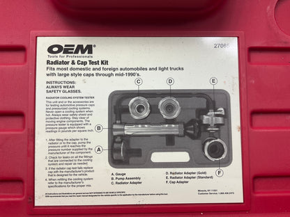 USED #31 - OEM TOOLS 27065 Radiator And Cap Tool Test Kit