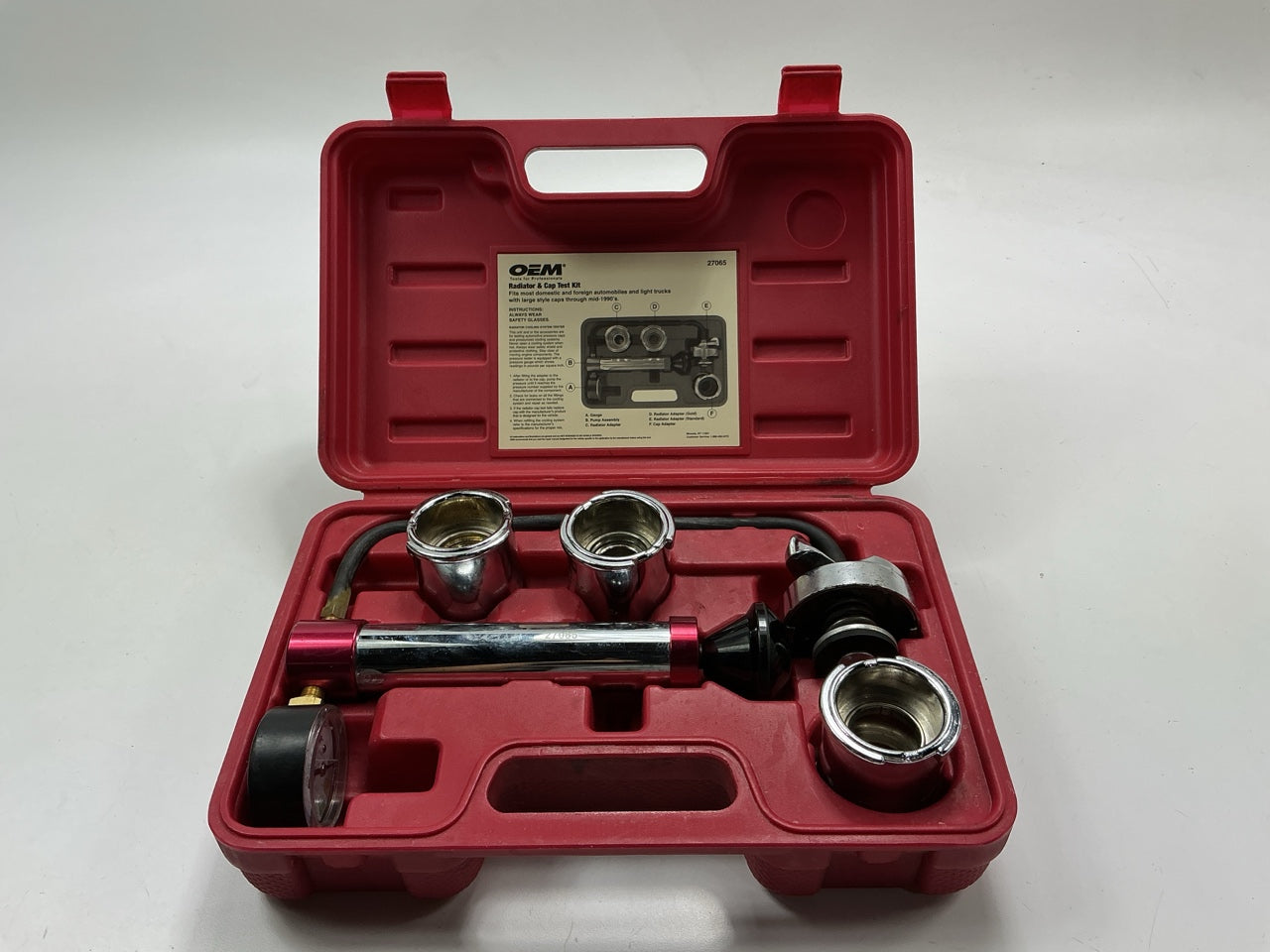 USED #32 - OEM TOOLS 27065 Radiator And Cap Tool Test Kit