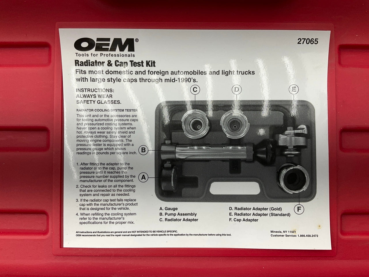 USED #35 - OEM TOOLS 27065 Radiator And Cap Tool Test Kit