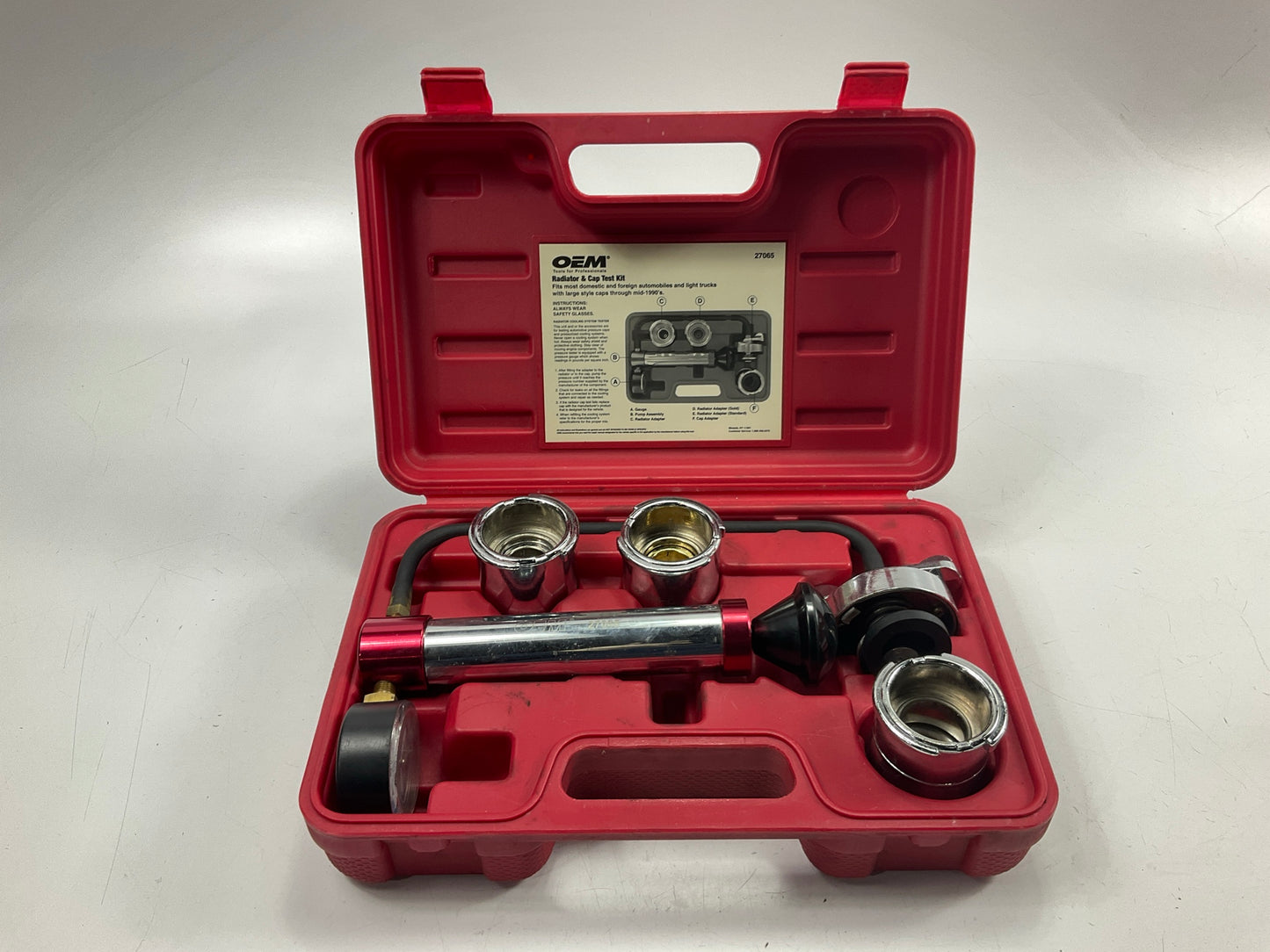 LIGHTLY USED #38 - OEM TOOLS 27065 Radiator And Cap Tool Test Kit