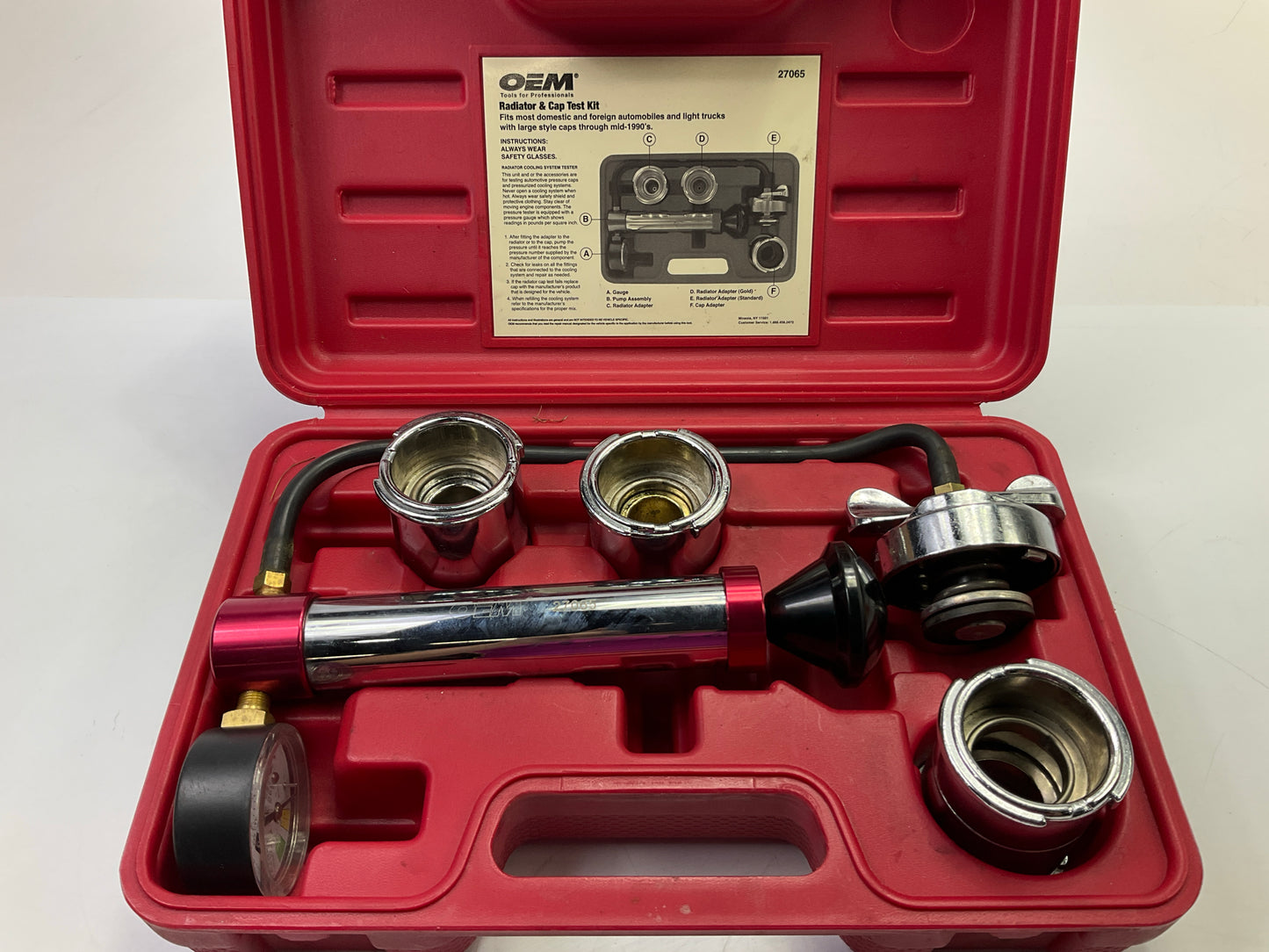 USED #39 - OEM TOOLS 27065 Radiator And Cap Tool Test Kit