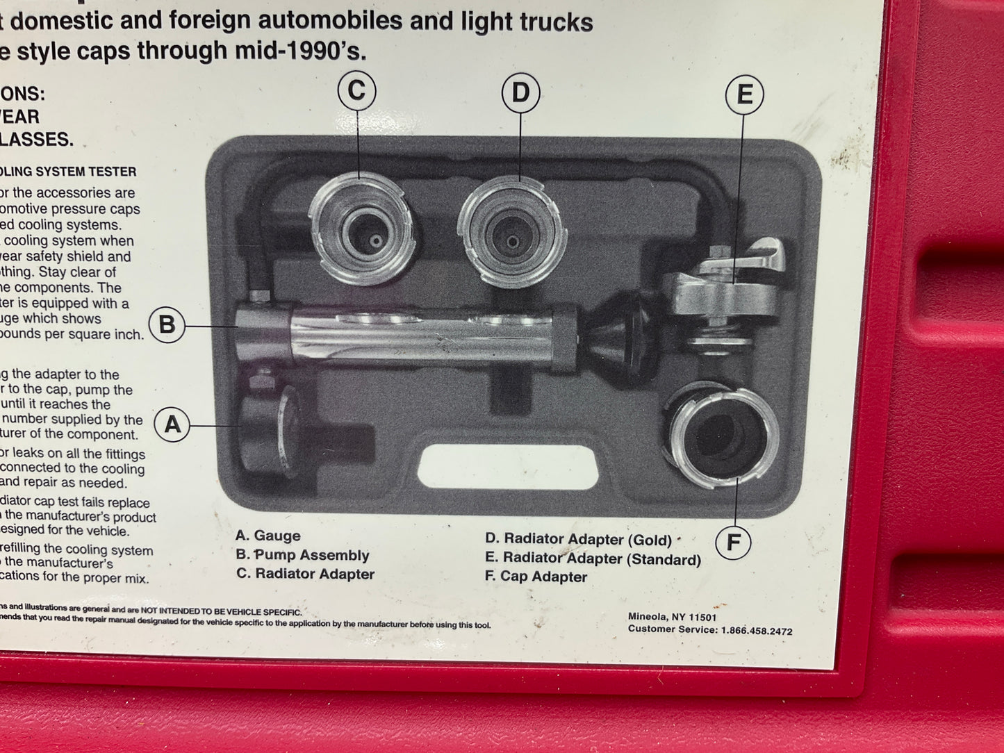 USED #39 - OEM TOOLS 27065 Radiator And Cap Tool Test Kit