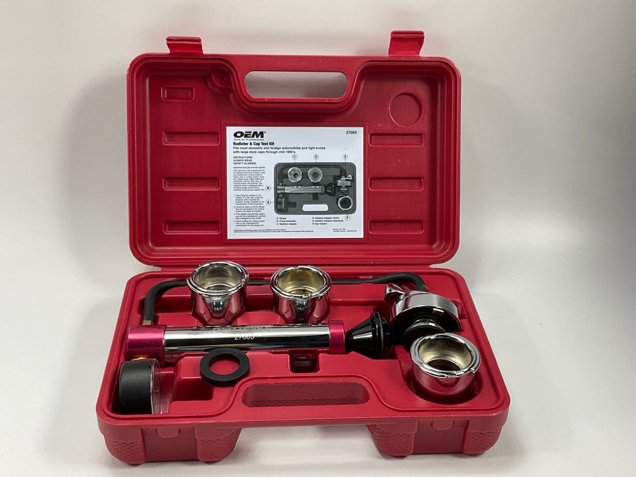 OEM TOOLS 27065 Radiator And Cap Test Kit, Coolant System Pressure Tester Tool