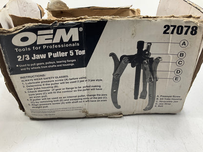 USED #19 - OEM Tools 27078 5 Ton 2/3 Jaw Gear Removal Puller Tool