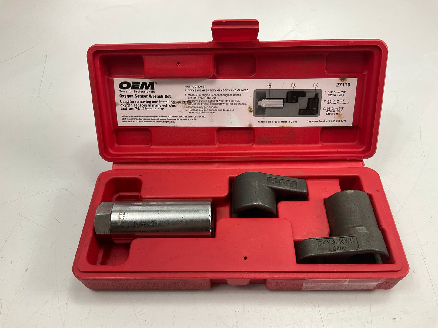 USED #12 OEM Tools 27110 Oxygen Sensor Removal Socket Set 7/8'' (22mm) Tool