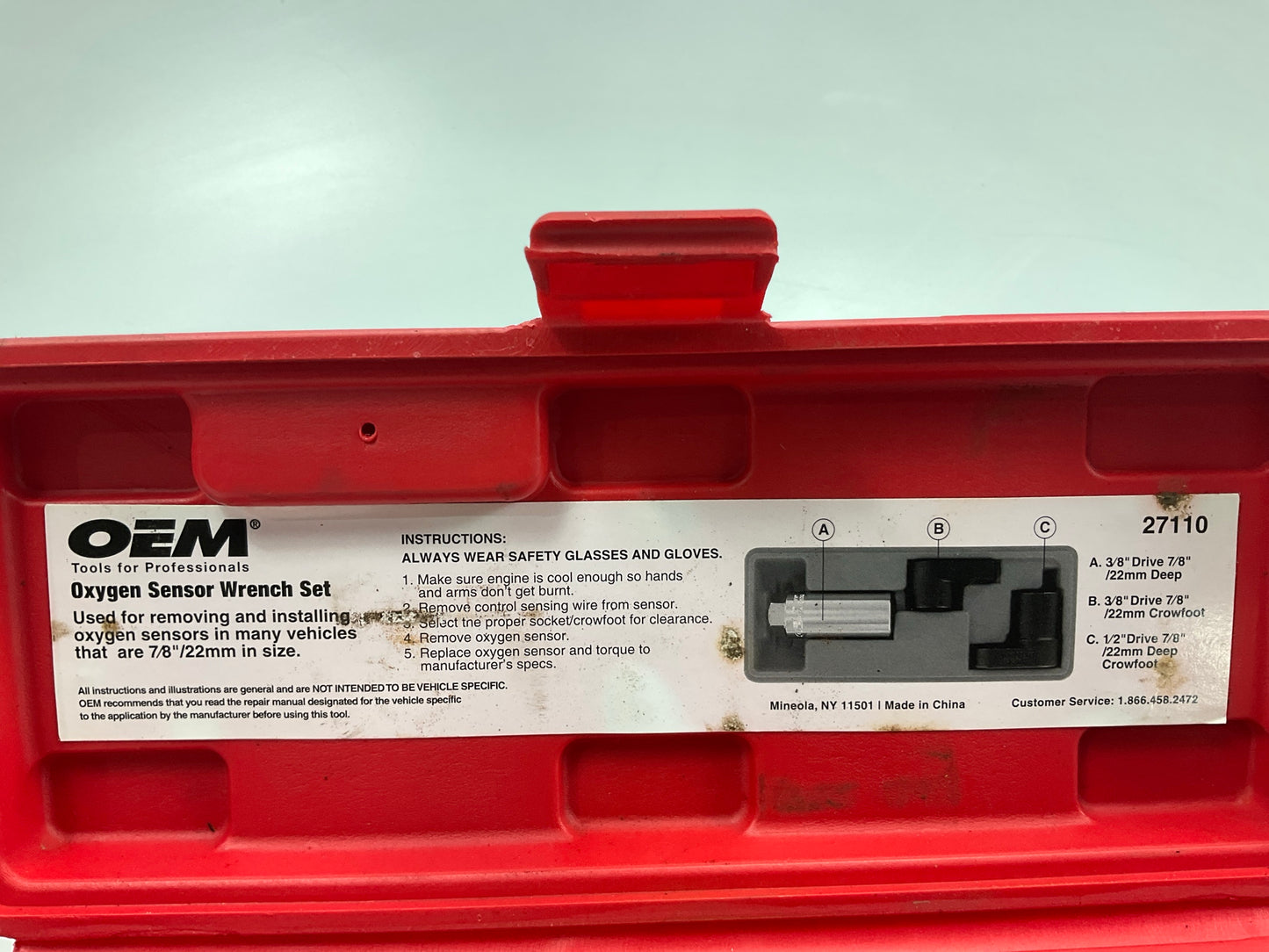 USED #12 OEM Tools 27110 Oxygen Sensor Removal Socket Set 7/8'' (22mm) Tool