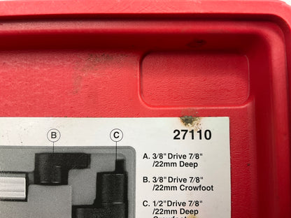 USED #12 OEM Tools 27110 Oxygen Sensor Removal Socket Set 7/8'' (22mm) Tool