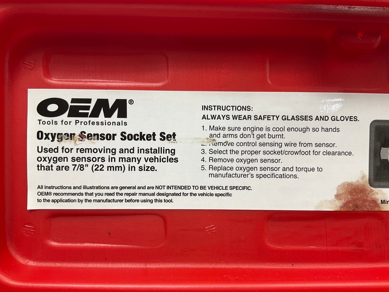 OEM Tools 27110 Oxygen Sensor Removal Socket Wrench Set 7/8'' (22mm) Tool