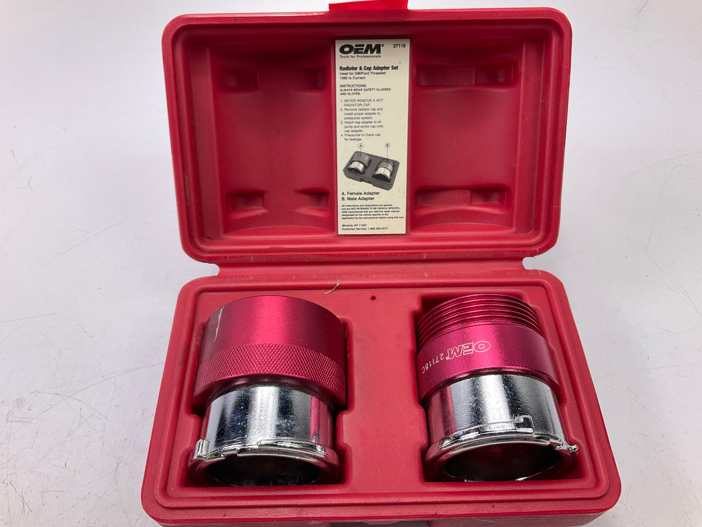 USED #15 OEM TOOLS 27118 Radiator And Cap Adapter Set 1995-UP GM & Ford Vehicles