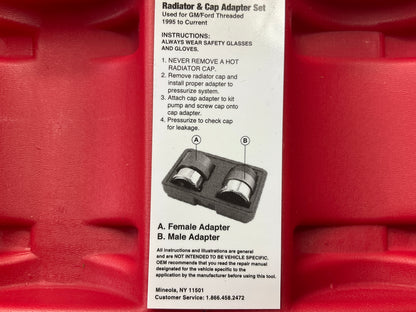 USED #17 OEM TOOLS 27118 Radiator And Cap Adapter Set 1995-UP GM & Ford Vehicles