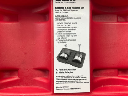 USED #18 OEM TOOLS 27118 Radiator And Cap Adapter Set 1995-UP GM & Ford Vehicles