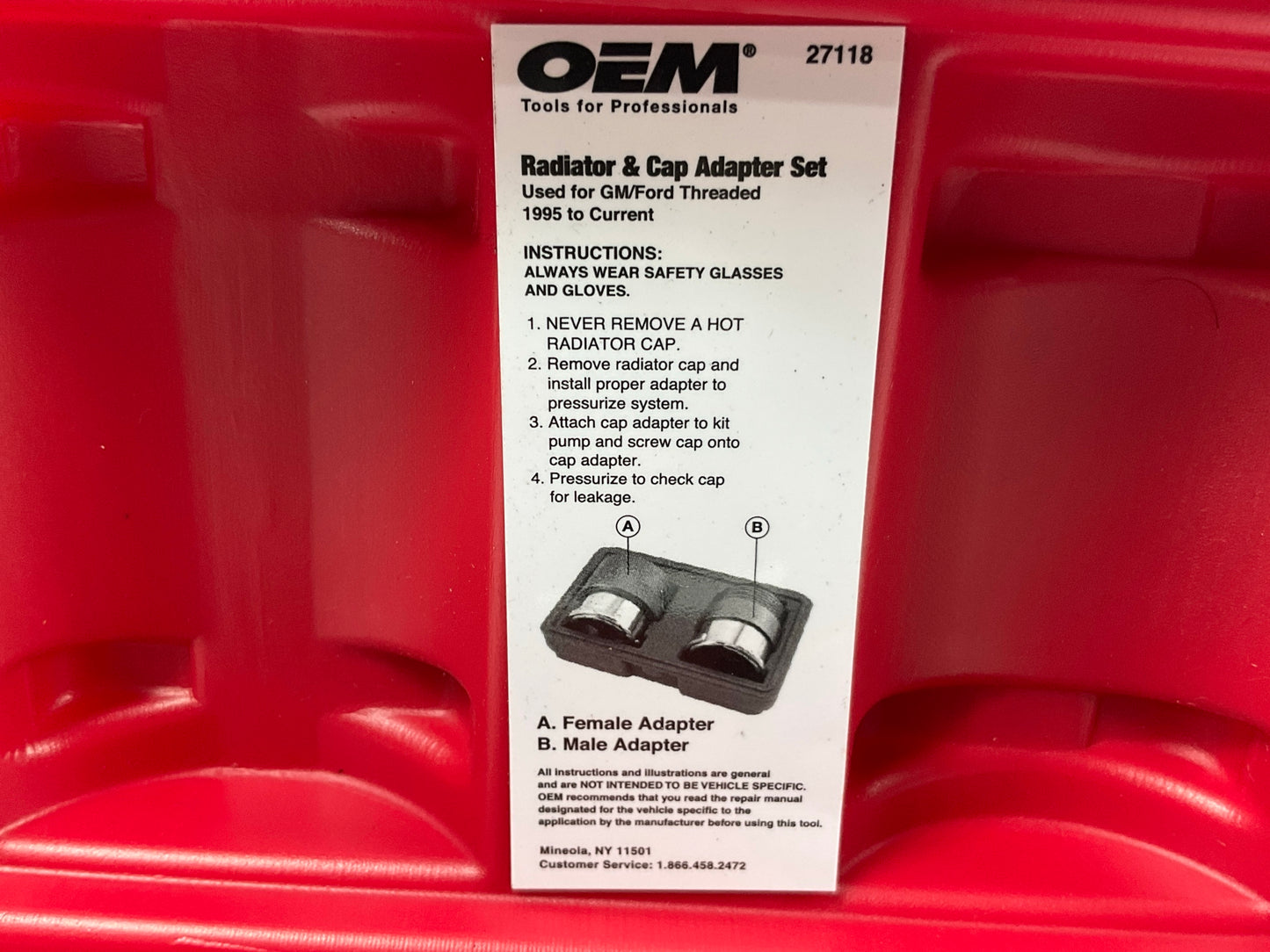 USED #23 OEM TOOLS 27118 Radiator And Cap Adapter Set 1995-UP GM & Ford Vehicles