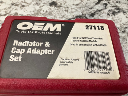 OEM TOOLS 27118 Radiator And Cap Adapter Set For 1995-UP GM & Ford Vehicles