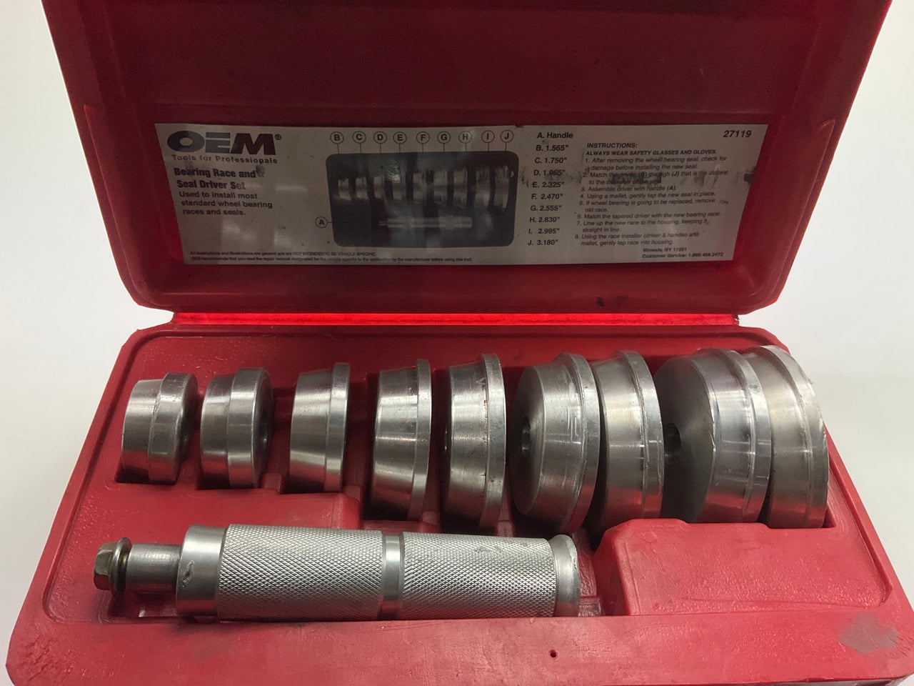 USED #14 - OEM Tools 27119 Bearing And Race Installer Tool Set, Seal Driver Set