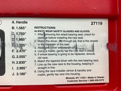 USED #21 - OEM Tools 27119 Bearing And Race Installer Tool Set, Seal Driver Set