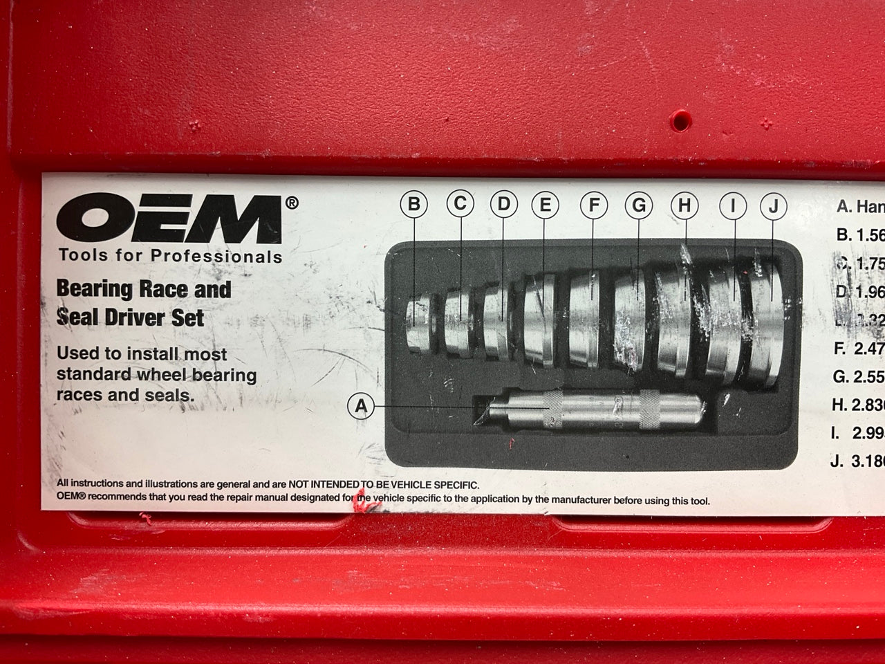 USED #21 - OEM Tools 27119 Bearing And Race Installer Tool Set, Seal Driver Set