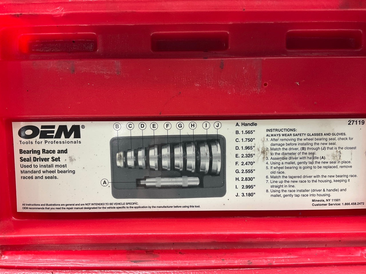 USED #22 - OEM Tools 27119 Bearing And Race Installer Tool Set, Seal Driver Set