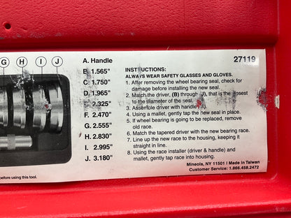 USED #24 - OEM Tools 27119 Bearing And Race Installer Tool Set, Seal Driver Set