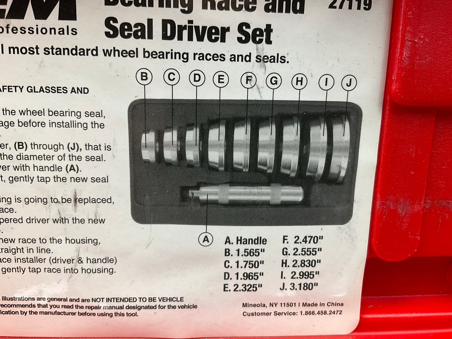 USED #29 - OEM Tools 27119 Bearing And Race Installer Tool Set, Seal Driver Set