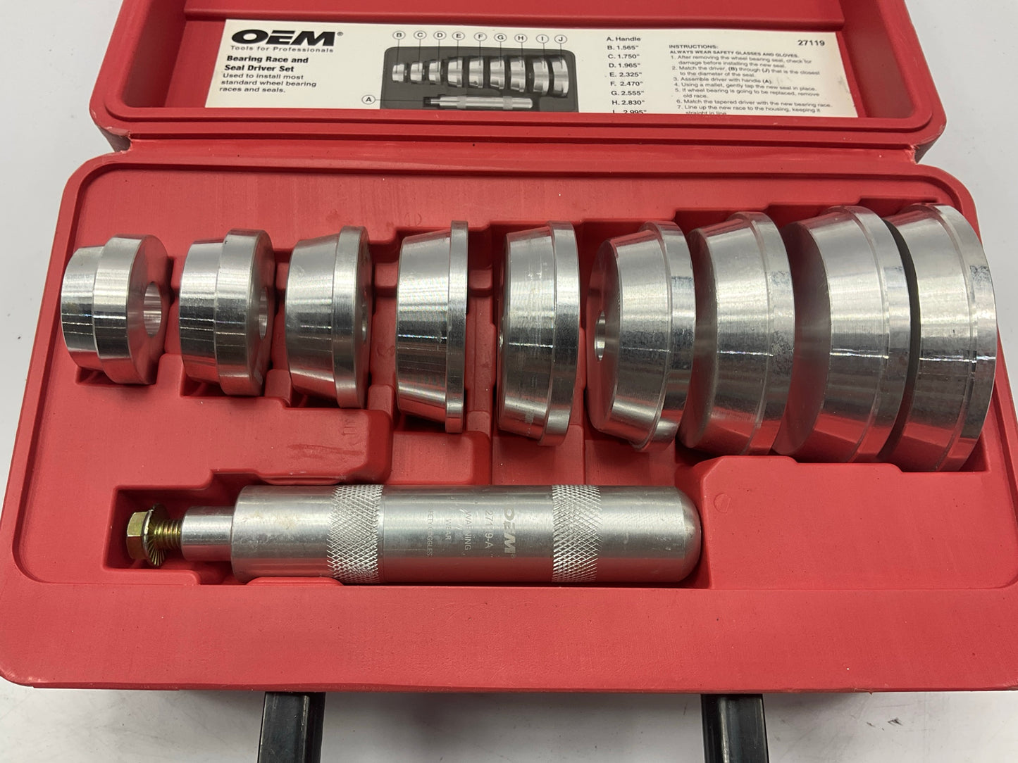 USED # 31 - OEM Tools 27119 Bearing And Race Installer Tool Set, Seal Driver Set