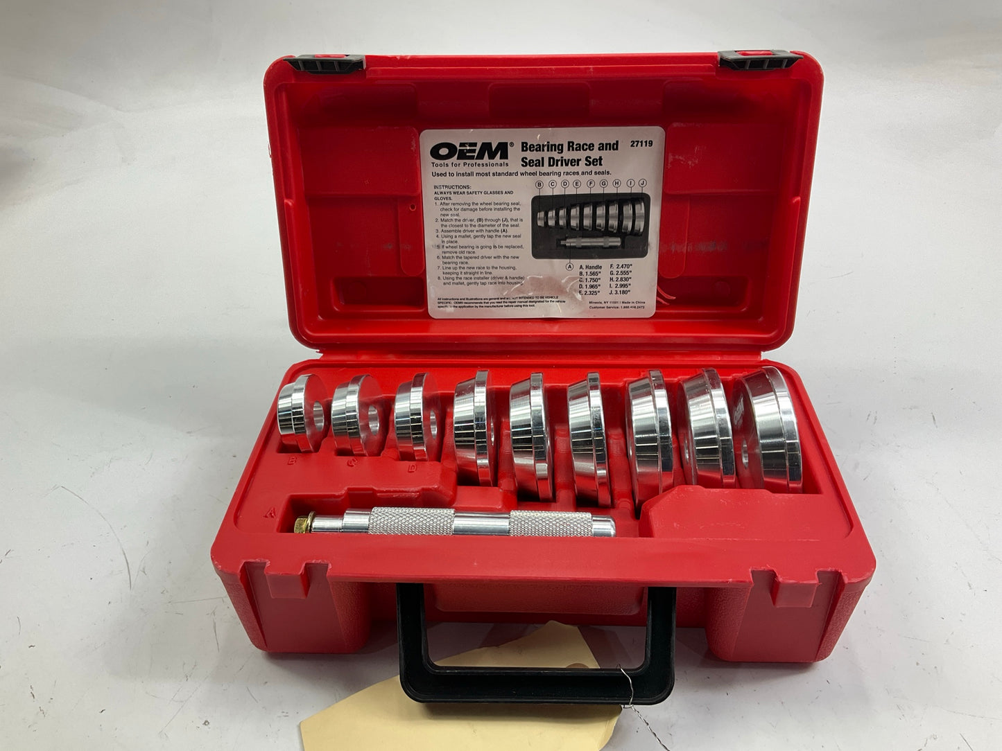 USED # 38 - OEM Tools 27119 Bearing And Race Installer Tool Set, Seal Driver Set