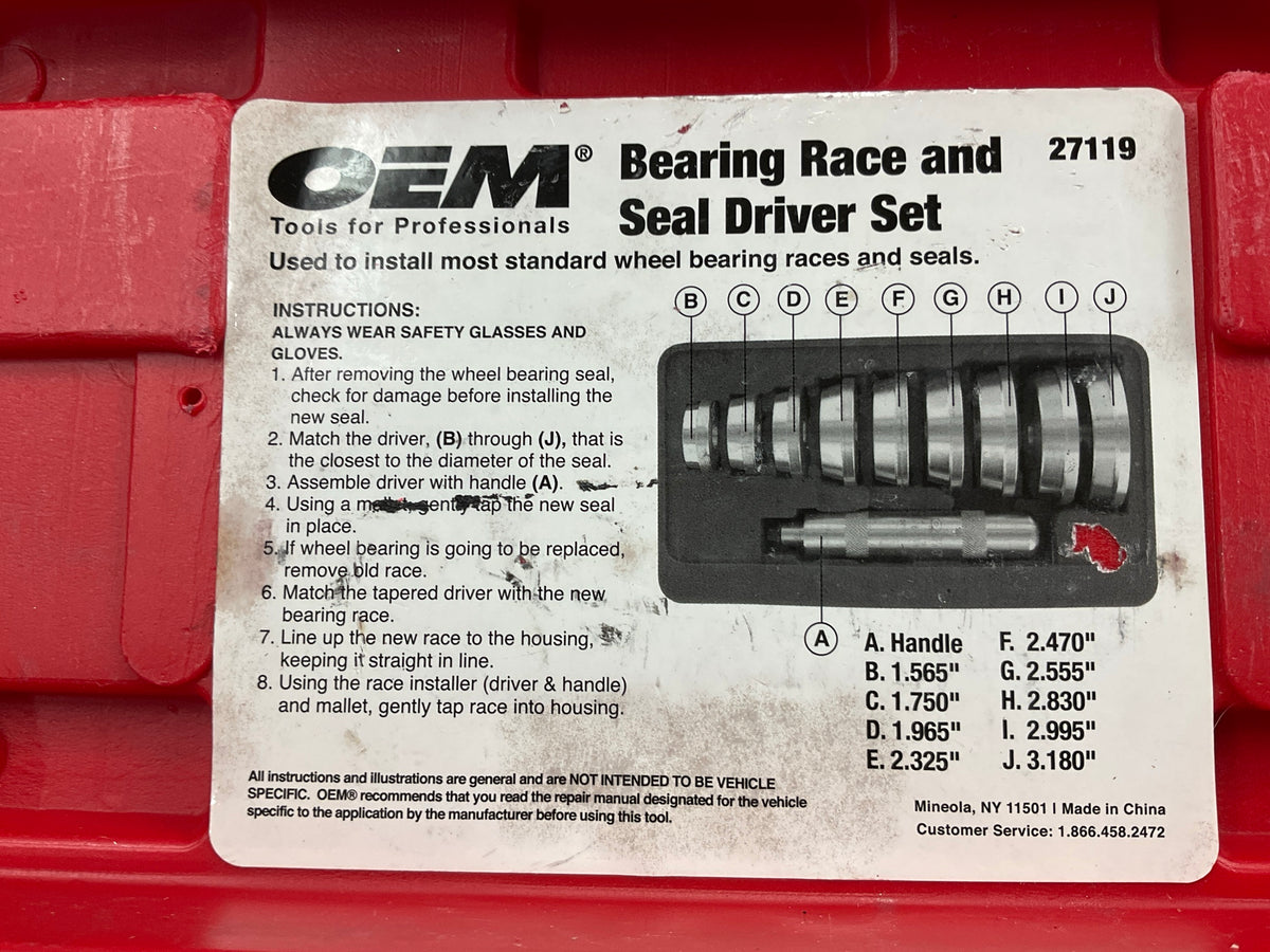USED #5 - OEM Tools 27119 Bearing And Race Installer Tool Set, Seal Driver Set