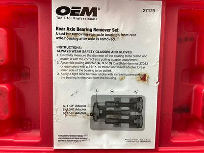 USED #11 OEM Tools 27129 Rear Axle Bearing Remover Tool Set