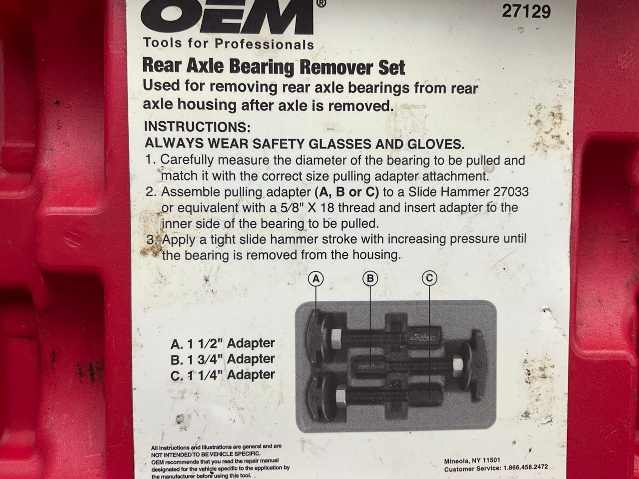 USED #13 OEM Tools 27129 Rear Axle Bearing Remover Tool Set