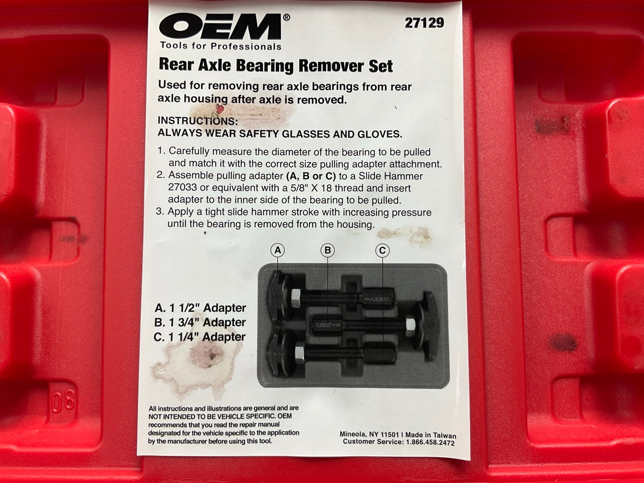 USED #19 OEM Tools 27129 Rear Axle Bearing Remover Tool Set