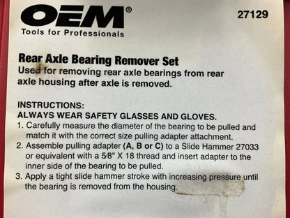 USED #21 OEM Tools 27129 Rear Axle Bearing Remover Tool Set