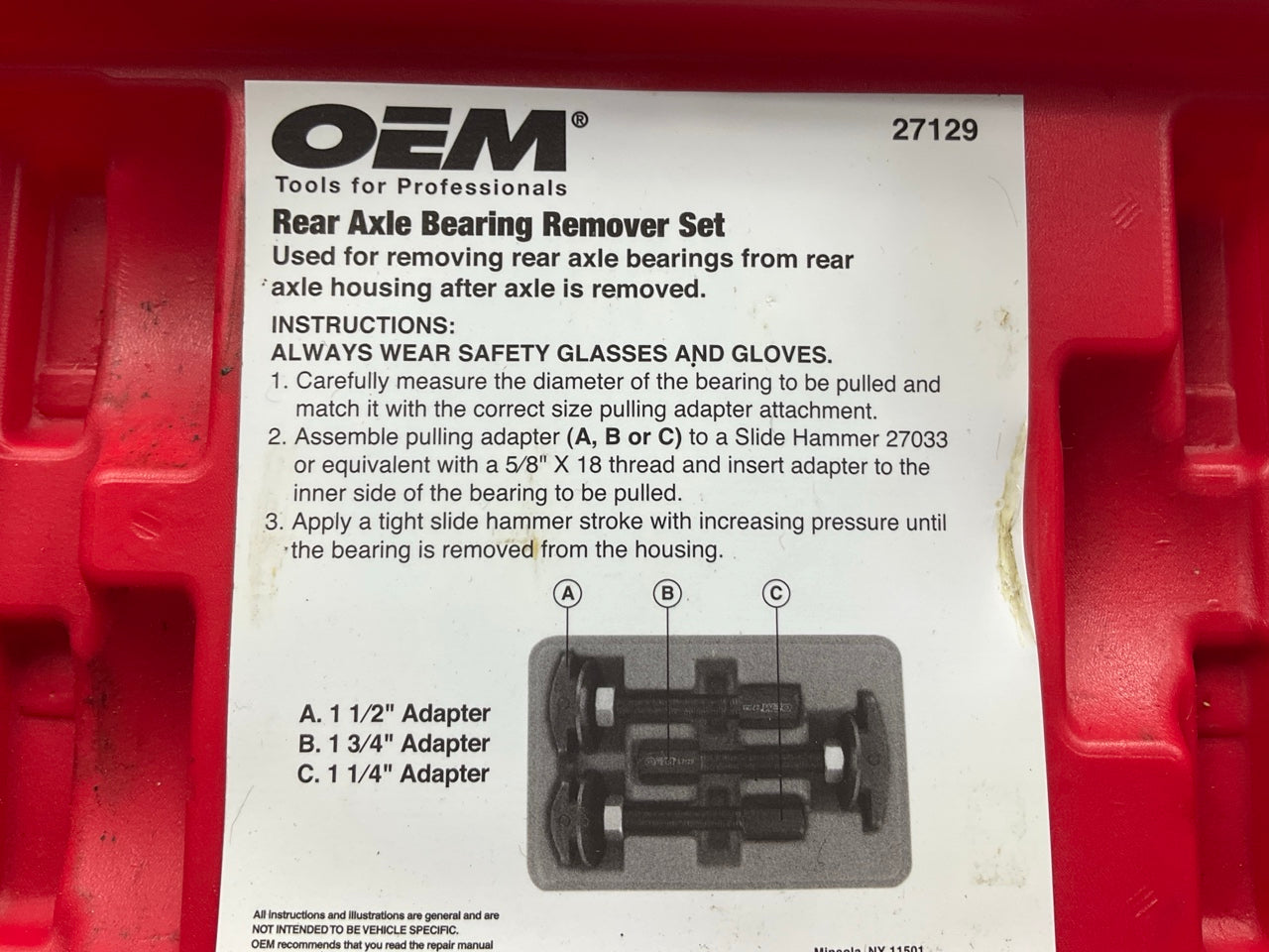 USED #23 OEM Tools 27129 Rear Axle Bearing Remover Tool Set