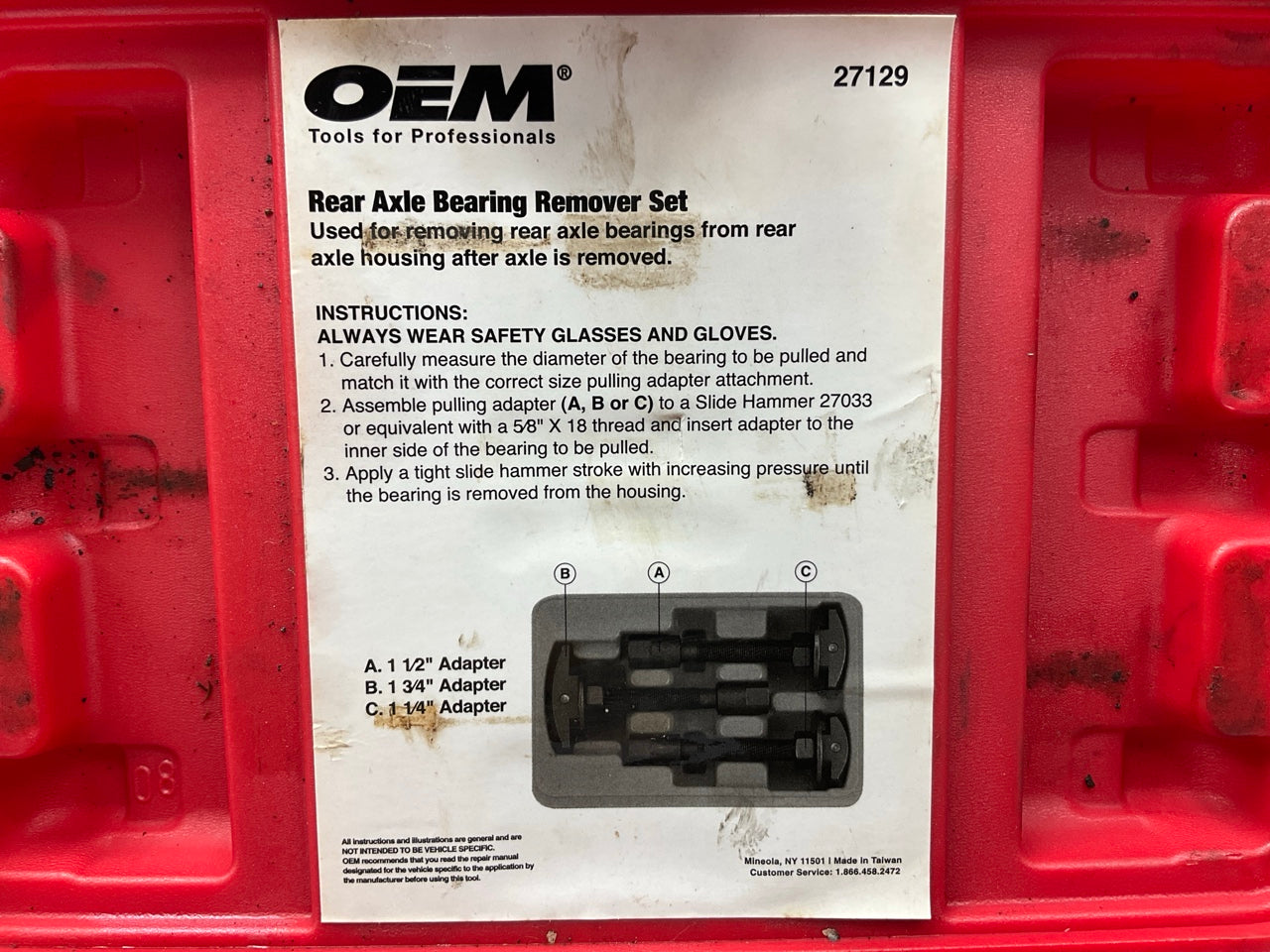 USED #25 OEM Tools 27129 Rear Axle Bearing Remover Tool Set