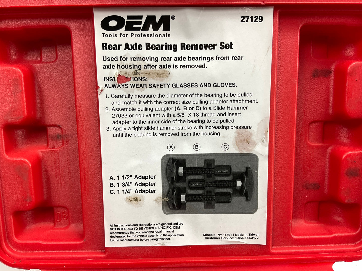 USED #26 OEM Tools 27129 Rear Axle Bearing Remover Tool Set