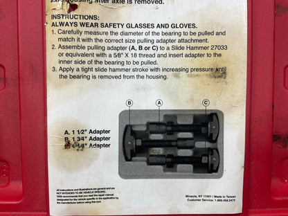 USED #27 OEM Tools 27129 Rear Axle Bearing Remover Tool Set