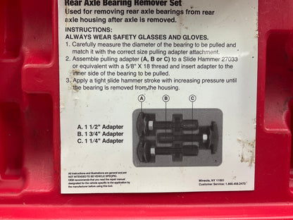 USED #34 OEM Tools 27129 Rear Axle Bearing Remover Tool Set