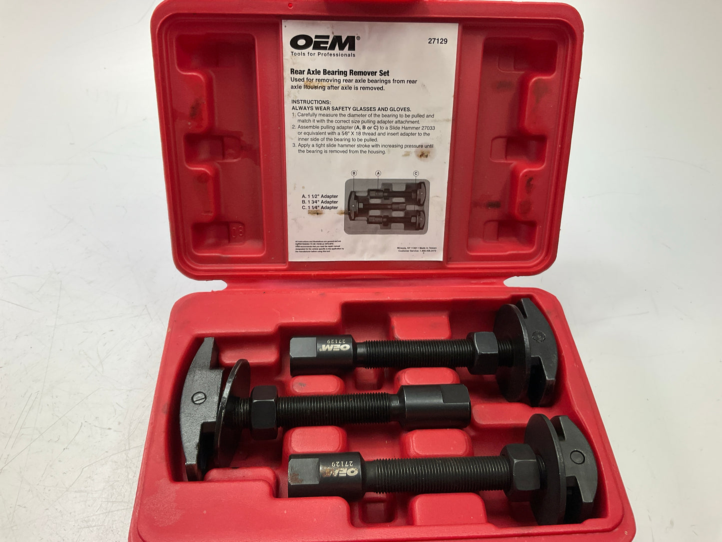 USED #37 OEM Tools 27129 Rear Axle Bearing Remover Tool Set