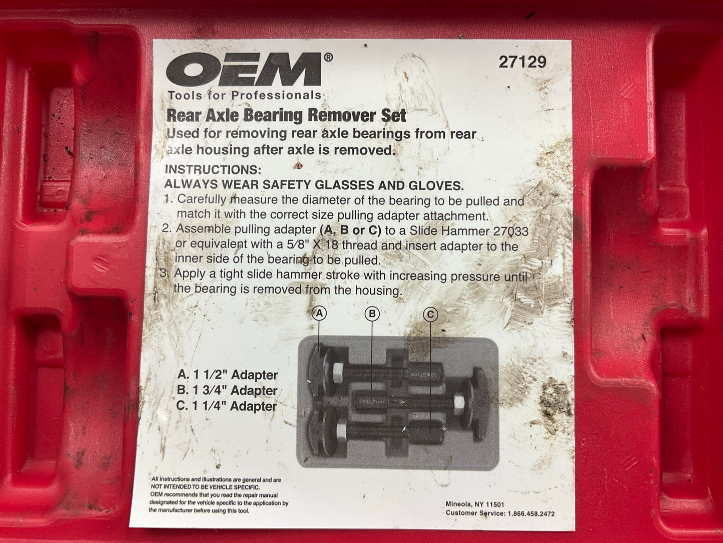 USED #38 OEM Tools 27129 Rear Axle Bearing Remover Tool Set