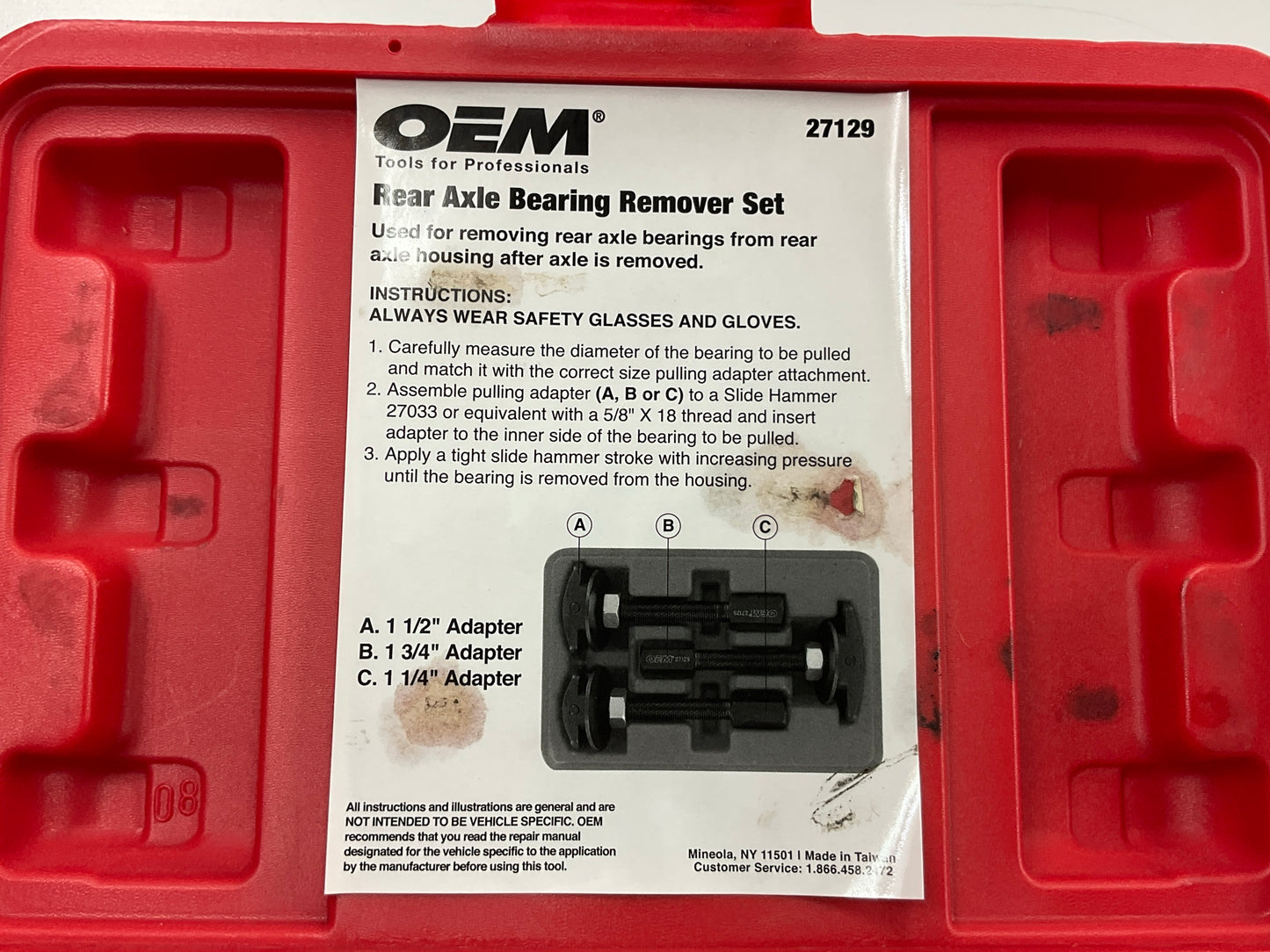 USED #42 - OEM Tools 27129 Rear Axle Bearing Remover Tool Set