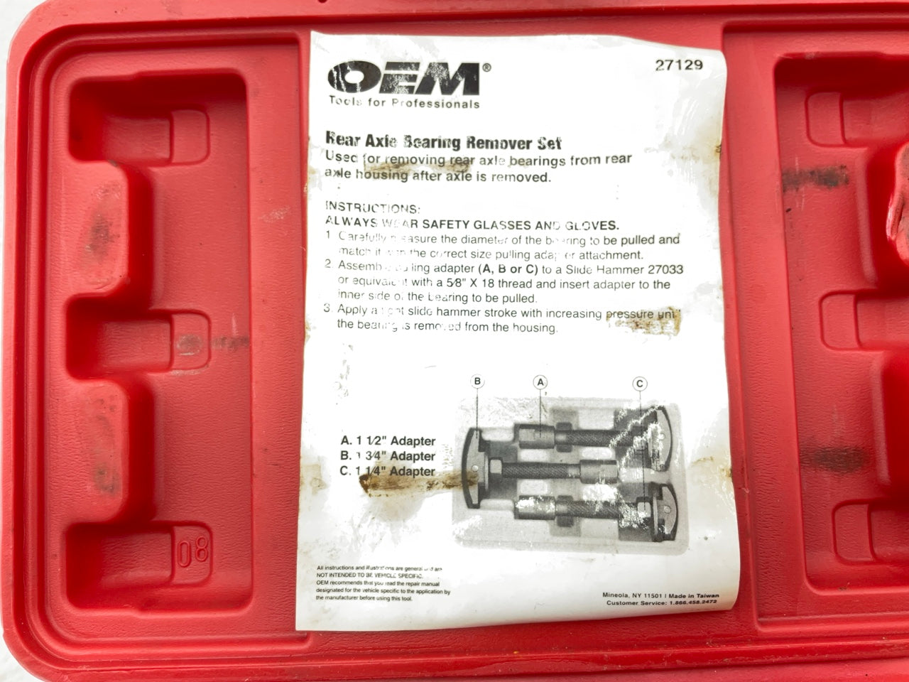 USED #45 OEM Tools 27129 Rear Axle Bearing Remover Tool Set